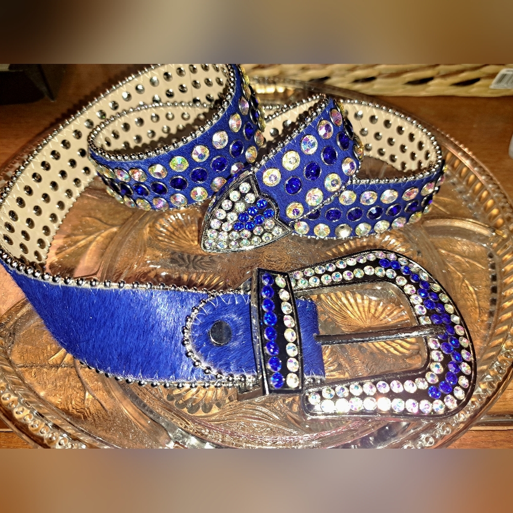 DNA PREMIUM ROYAL BLUE RHINESTONES BELT
